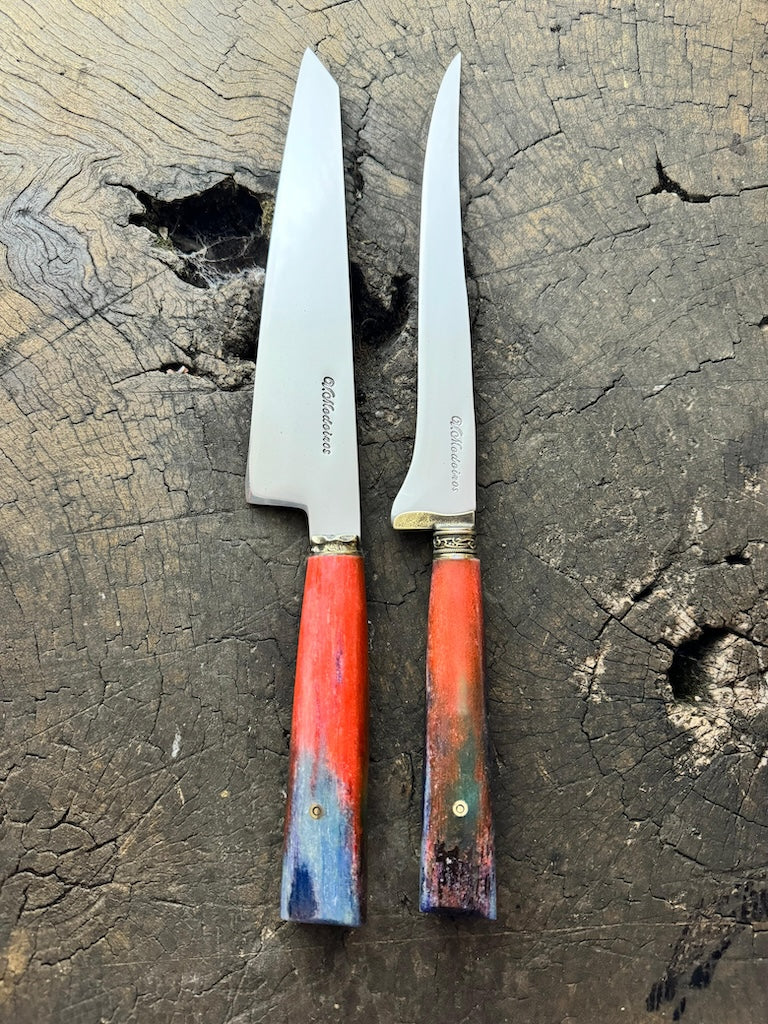 Trimming Duo Set, 8" Boning and Branca Knives, Whale Rib Bone, SS440 - 200mm