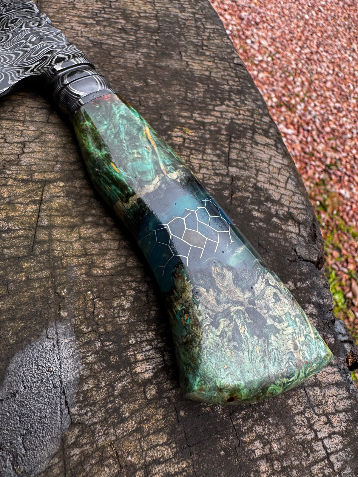 10” Chef Damascus Ladder Knife 300 Layers, Premium Maple, CS1095 15n20 - 240mm