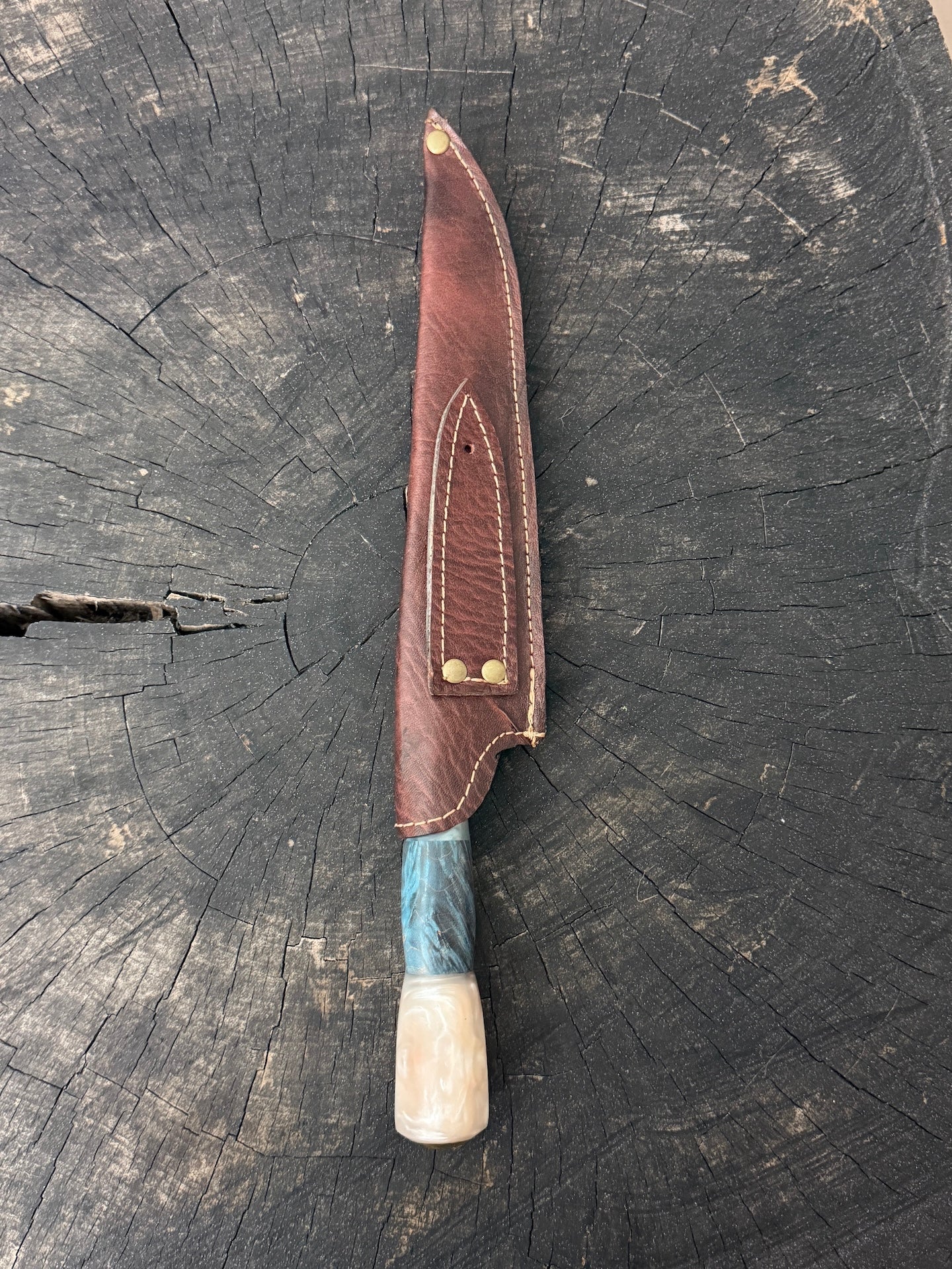 8" Chef Knife, Custom Block & Maple Burl, SS420 - 200mm
