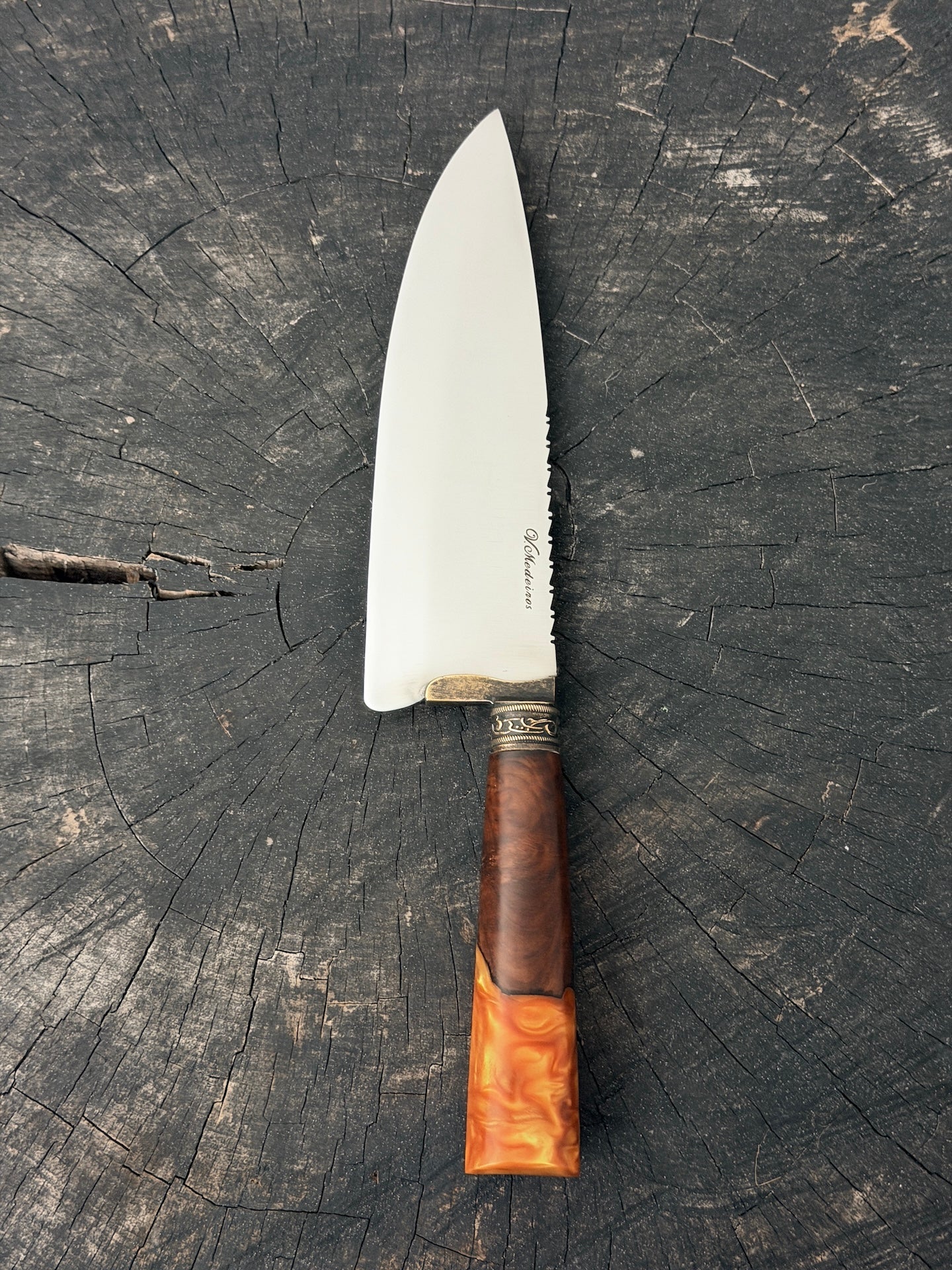 8" Picanha Chef Knife, Hybrid Custom Block, SS440 - 200mm