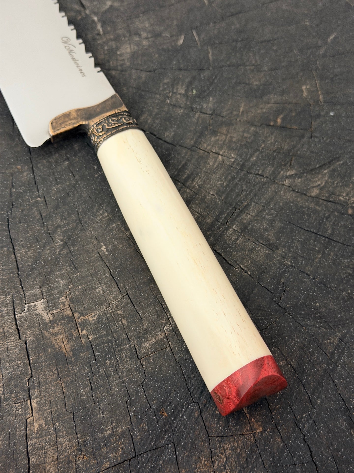 9" Artisan BBQ Knife, Ostrich Bone, SS440 - 230mm