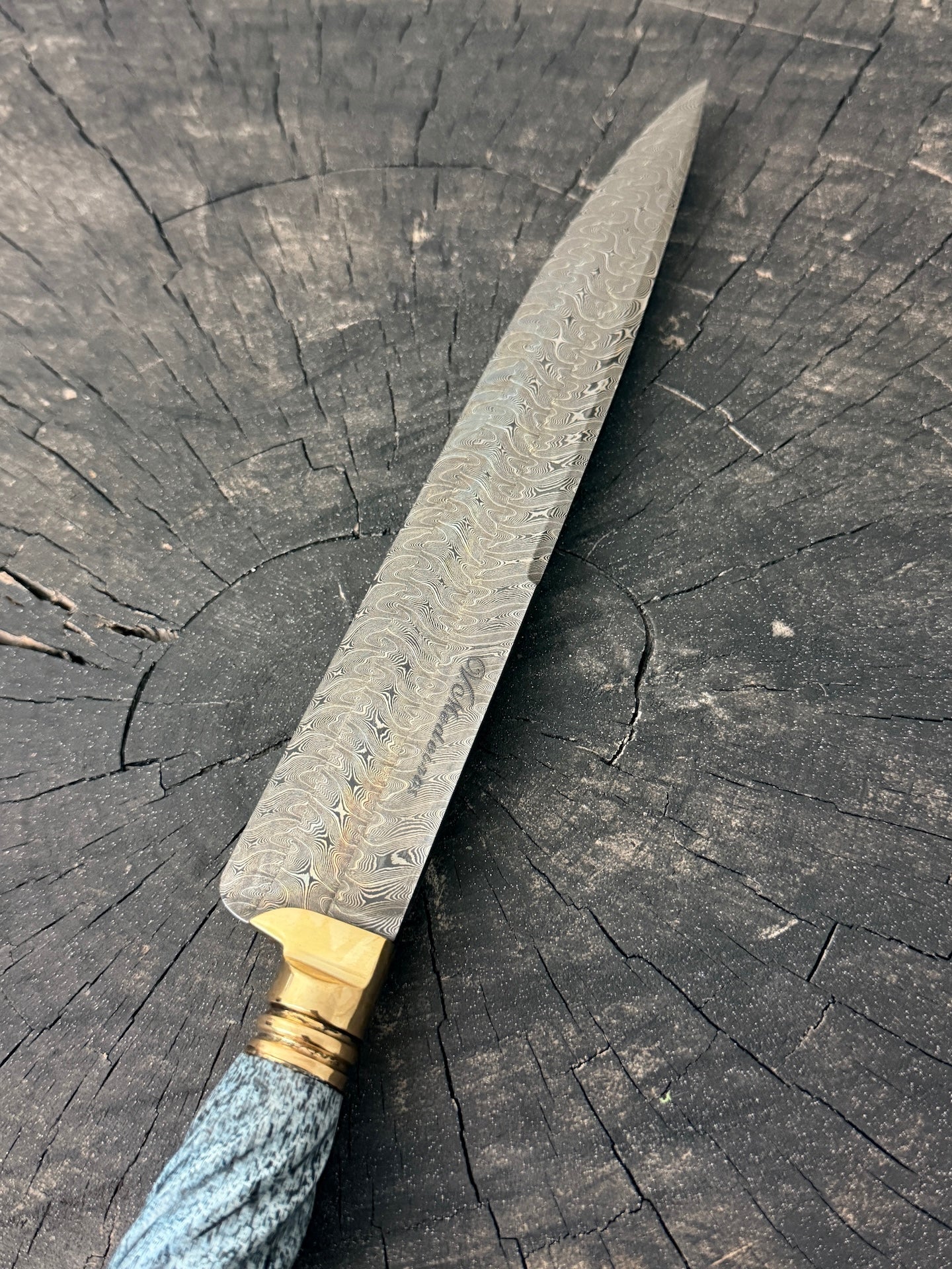 8" Chimango Turkish Damascus Knife 200 Layers, Whale Rib Bone, CS1095 15n20 - 215mm