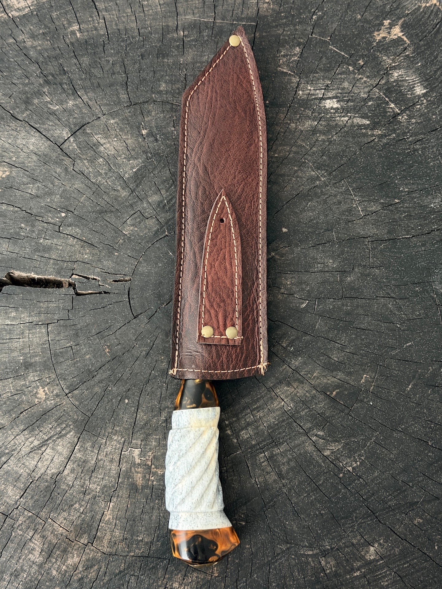 9" Santoku Knife, Whale Rib Bone, HCS1084 - 220mm