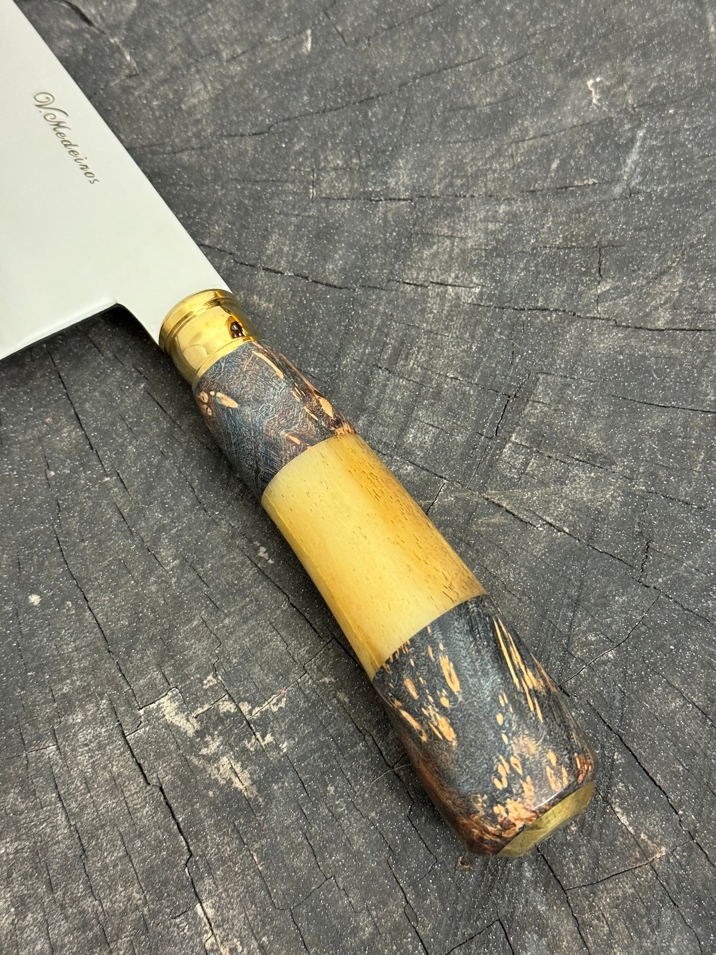 8" Kultura Knife, Maple Burl & Ostrich Bone, SS440 - 200mm