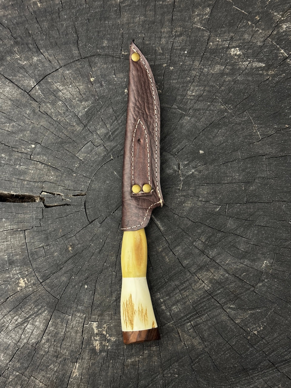 5" Boning Knife, Ostrich Bone & Deer Antler, SS440 - 130mm