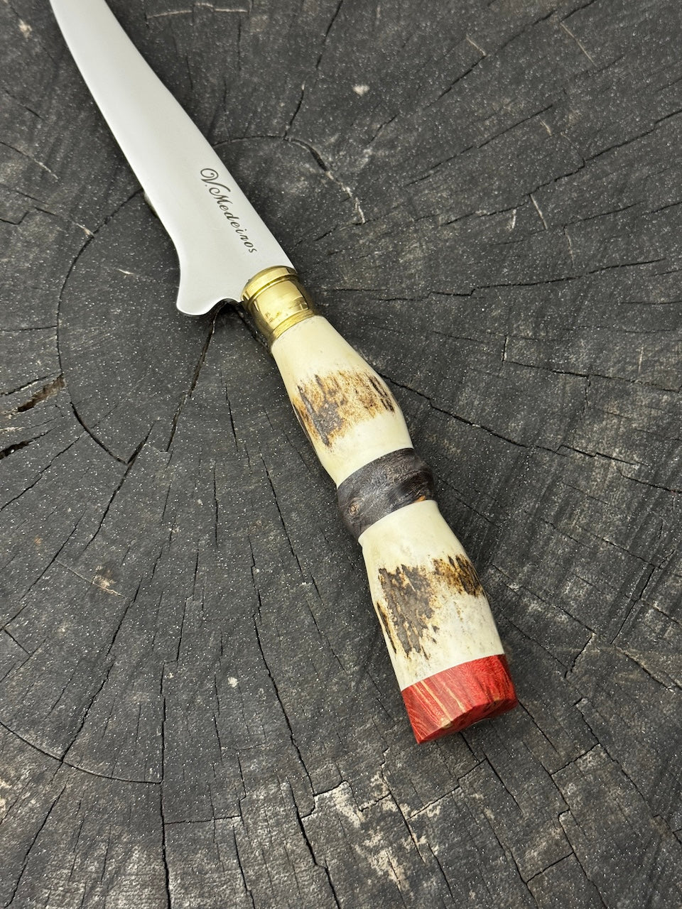5" Boning Knife, Deer Antler & Maple Burl, SS440 - 130mm