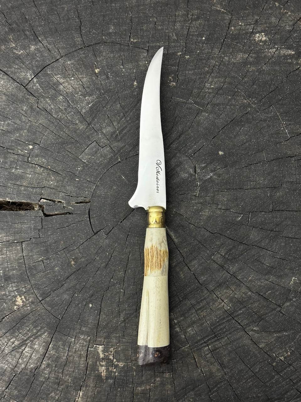 5" Boning Knife, Ostrich Bone & Deer Antler, SS440 - 130mm