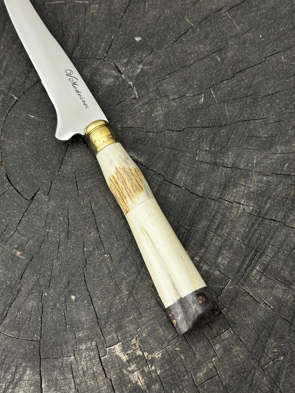 5" Boning Knife, Ostrich Bone & Deer Antler, SS440 - 130mm