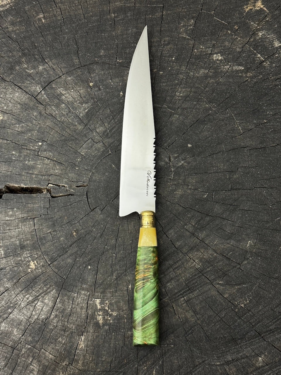 8" Chef Knife, Ostrich Bone & Maple Burl, SS440 - 200mm