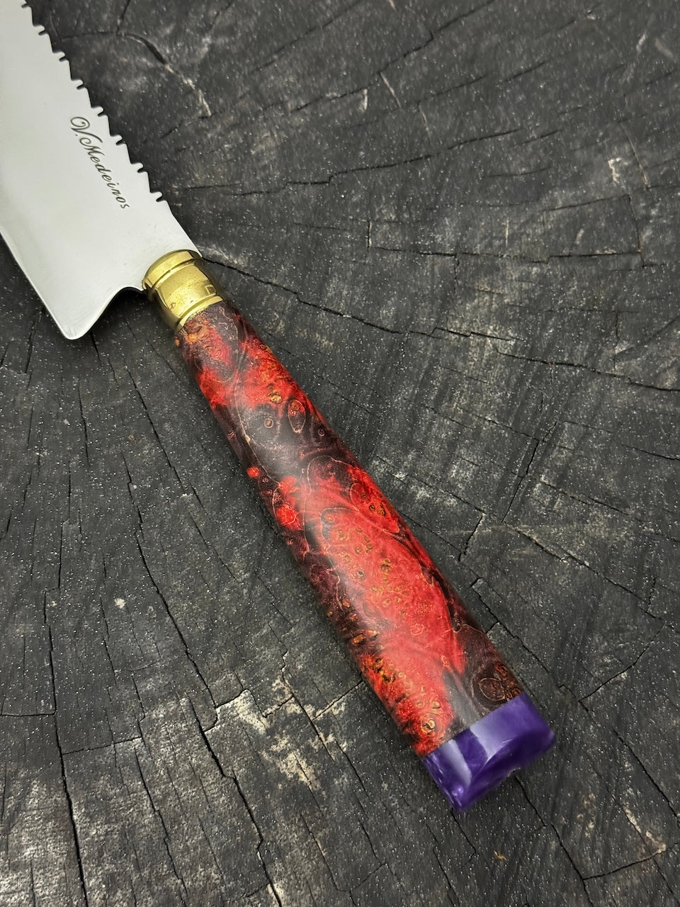 8" Chef Knife, Ostrich Bone & Maple Burl, SS440 - 200mm