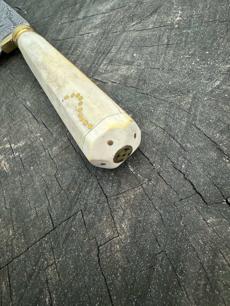 8" Damascus Knife, Deer Antler, CS1095 15n20