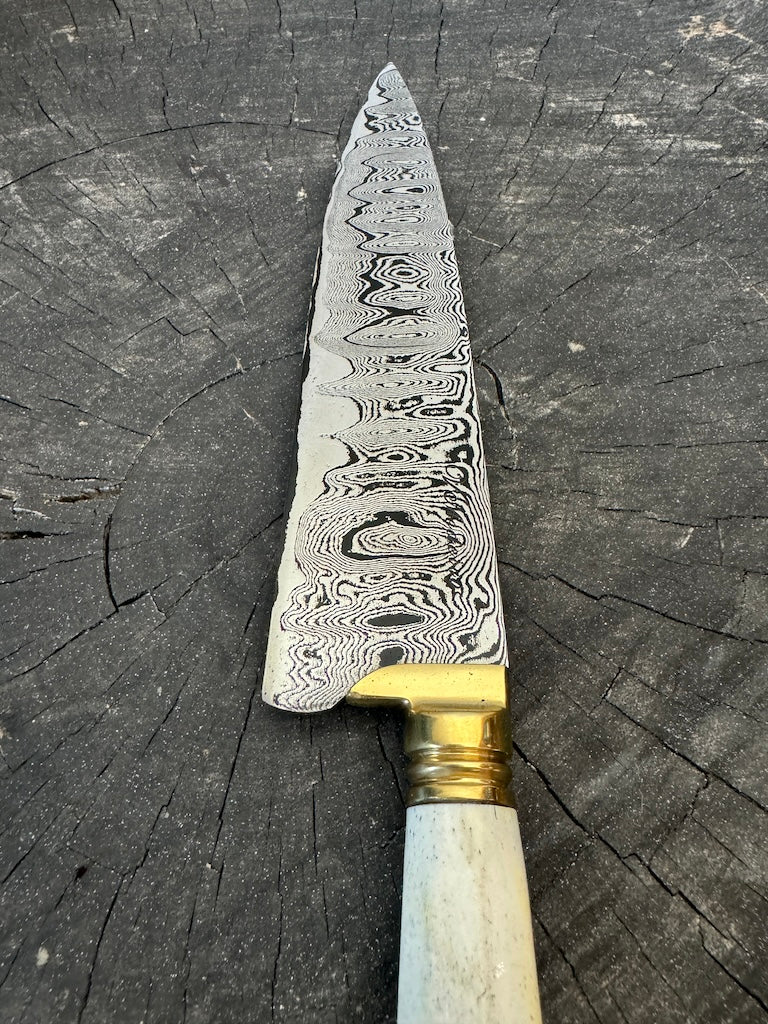 8" Damascus Knife, Deer Antler, CS1095 15n20