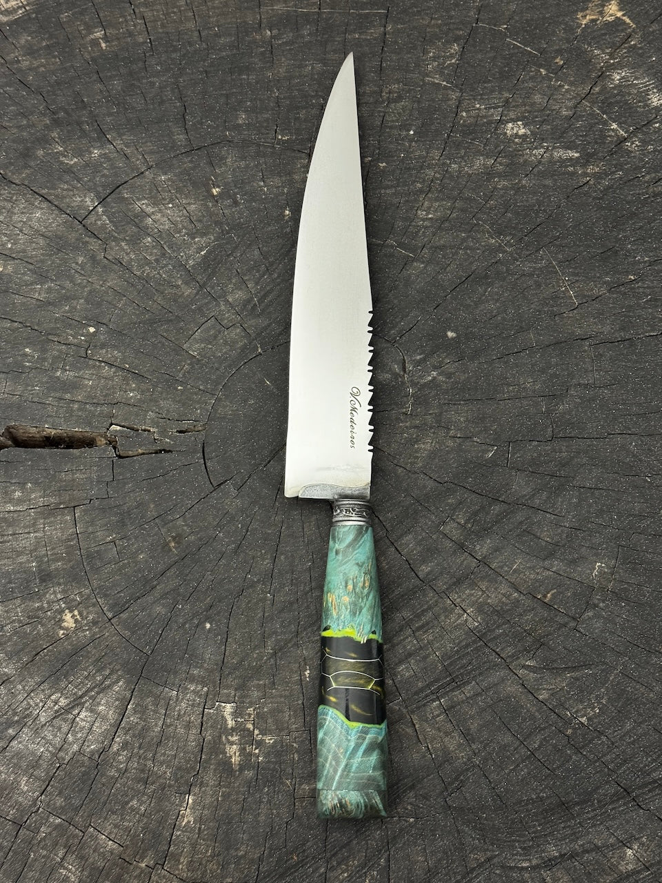 8" Chef Knife, Glowing Hybrid Maple Burl, SS440 - 200mm
