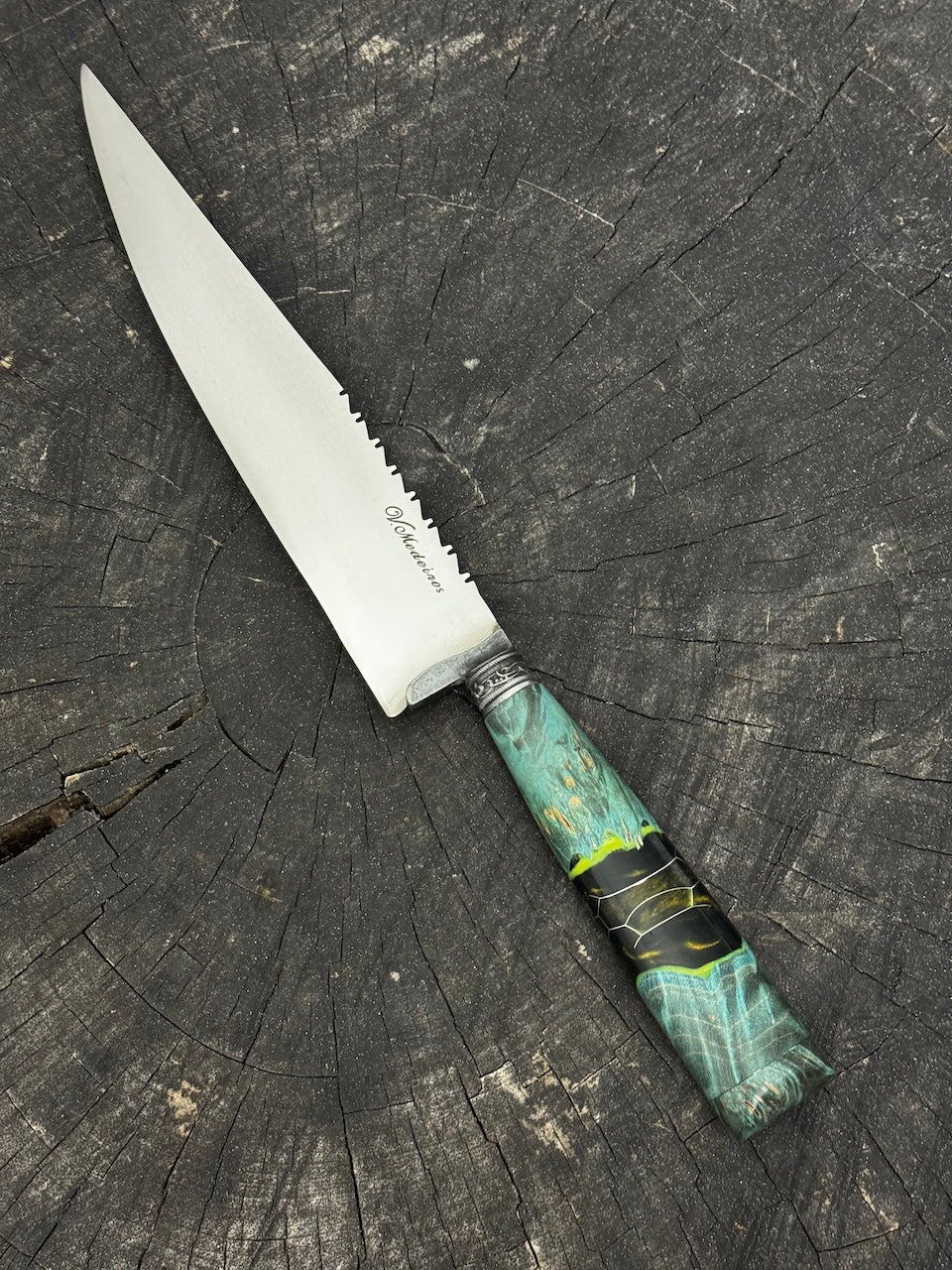 8" Chef Knife, Glowing Hybrid Maple Burl, SS440 - 200mm