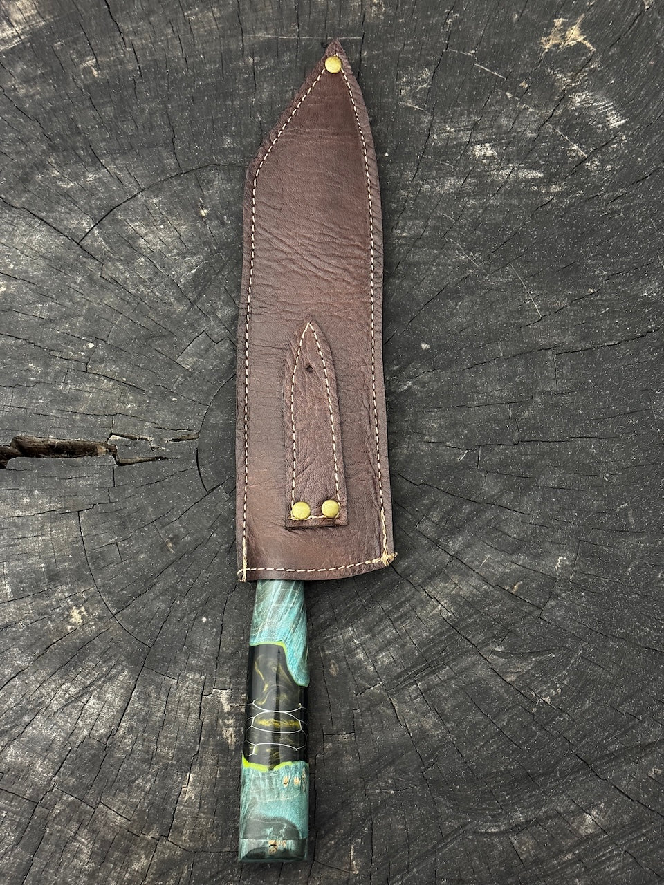 8" Bread & Roast Knife, Glowing Hybrid Maple Burl, SS420c - 200mm