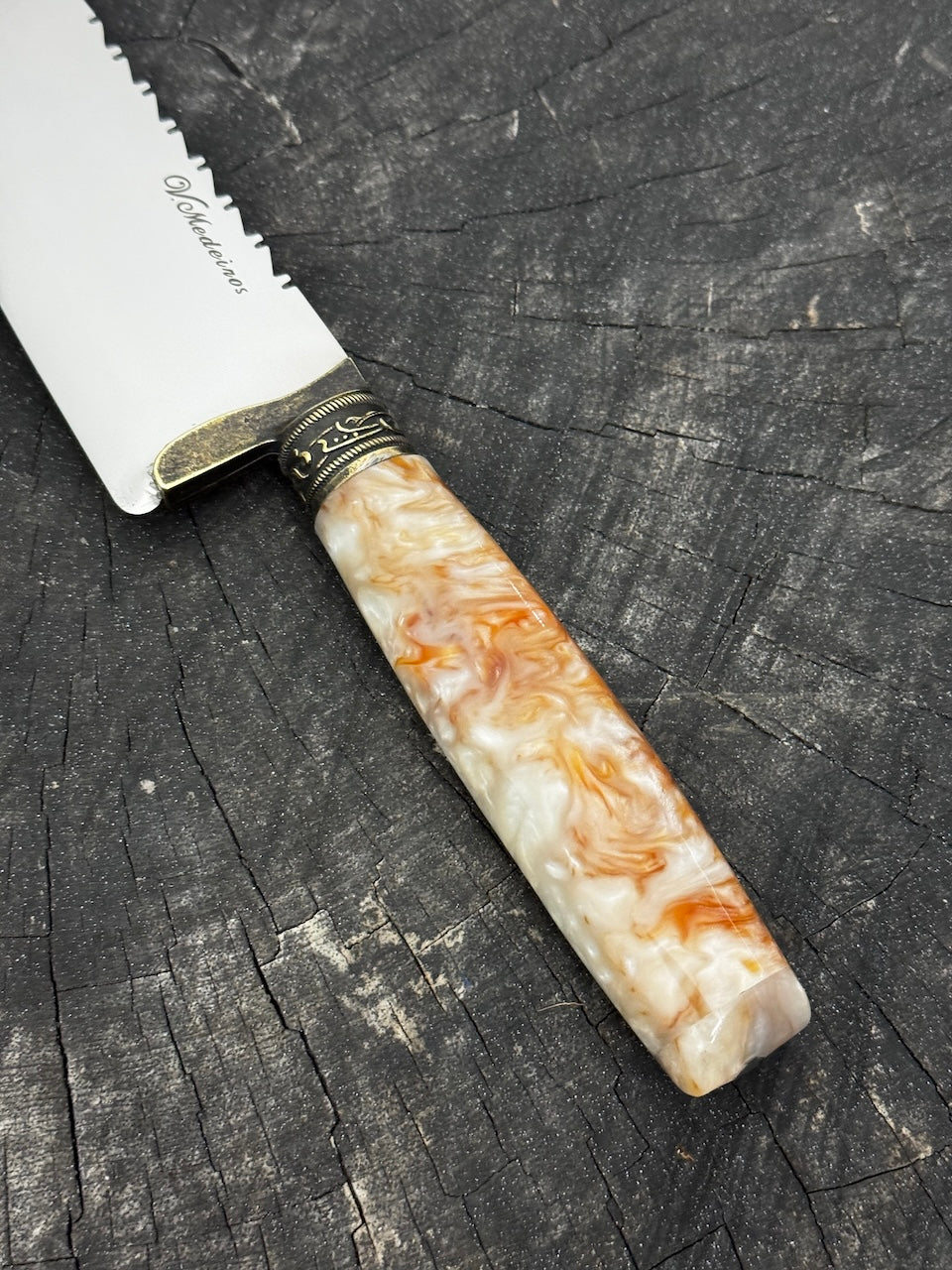 9" Artisan BBQ Knife, Custom Block, SS440 - 230mm