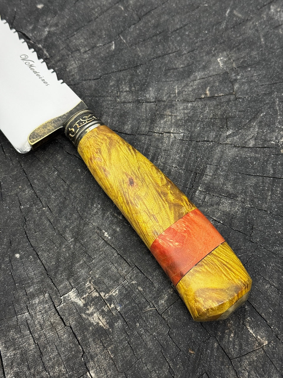 9" Artisan BBQ Knife, Curly Maple, SS440 - 230mm