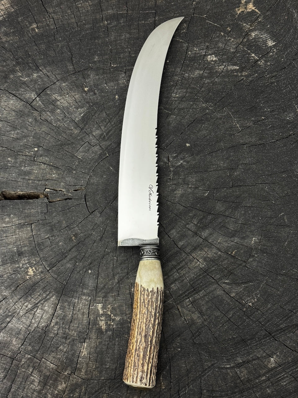 10" Butchers Knife, Deer Antler, SS440 - 250mm