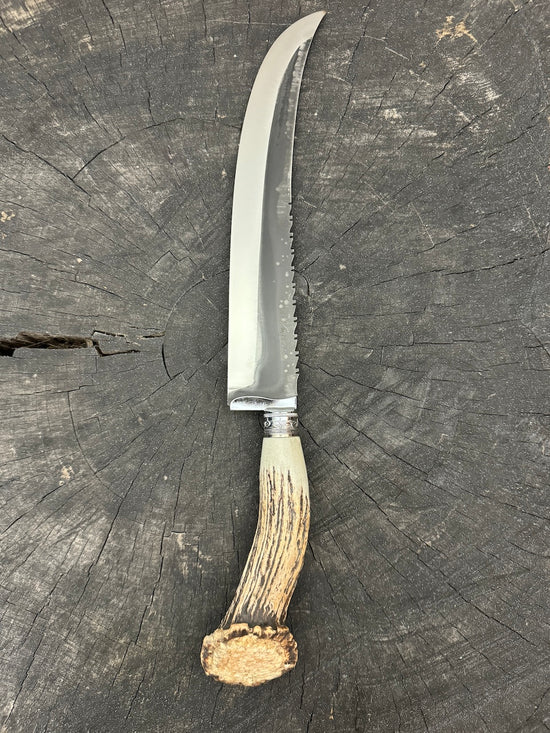 10" Butchers Knife, Deer Antler, RSS440 - 250mm