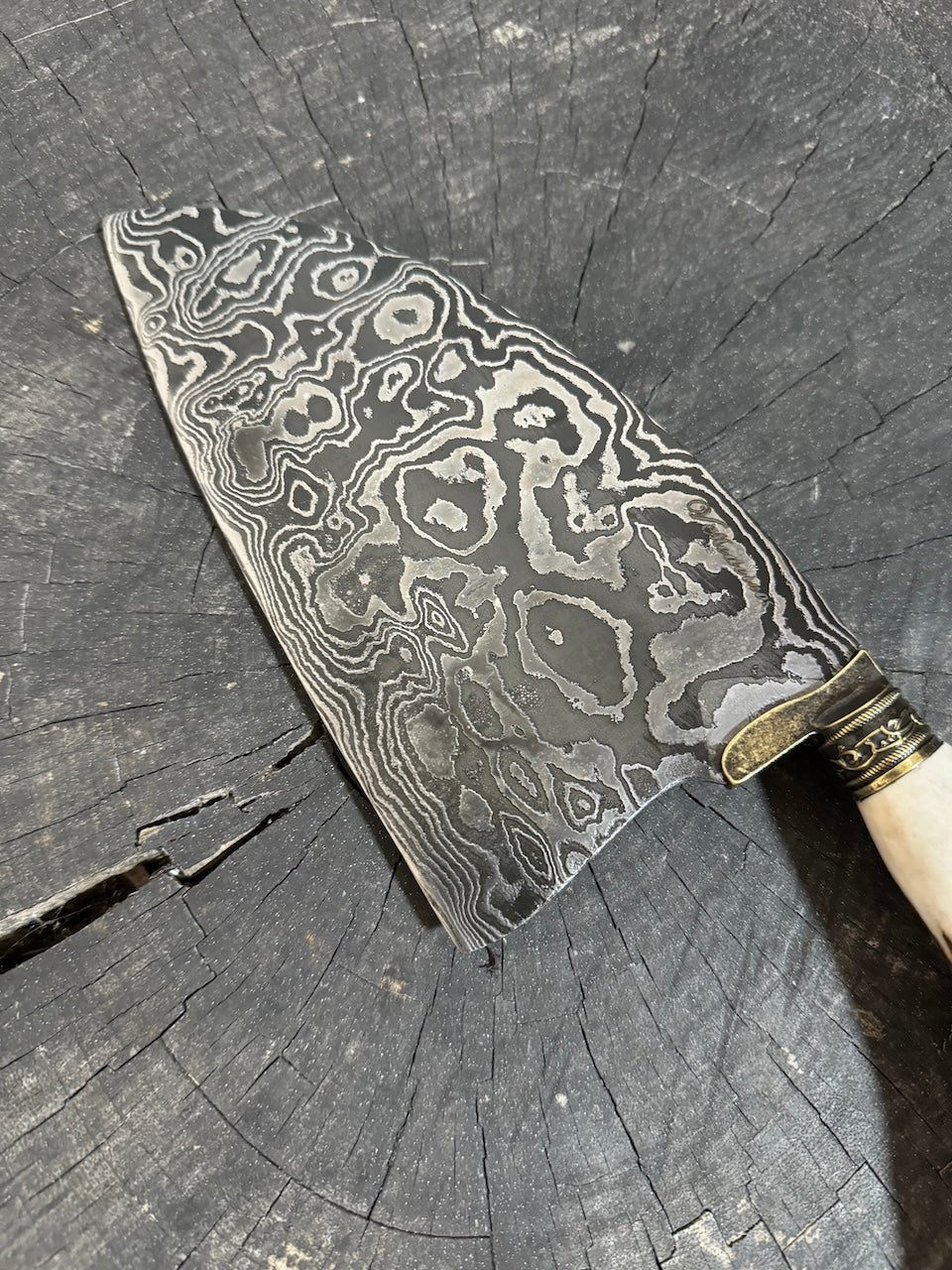 8" Damascus Knife, Deer Antler, CS1095 15n20