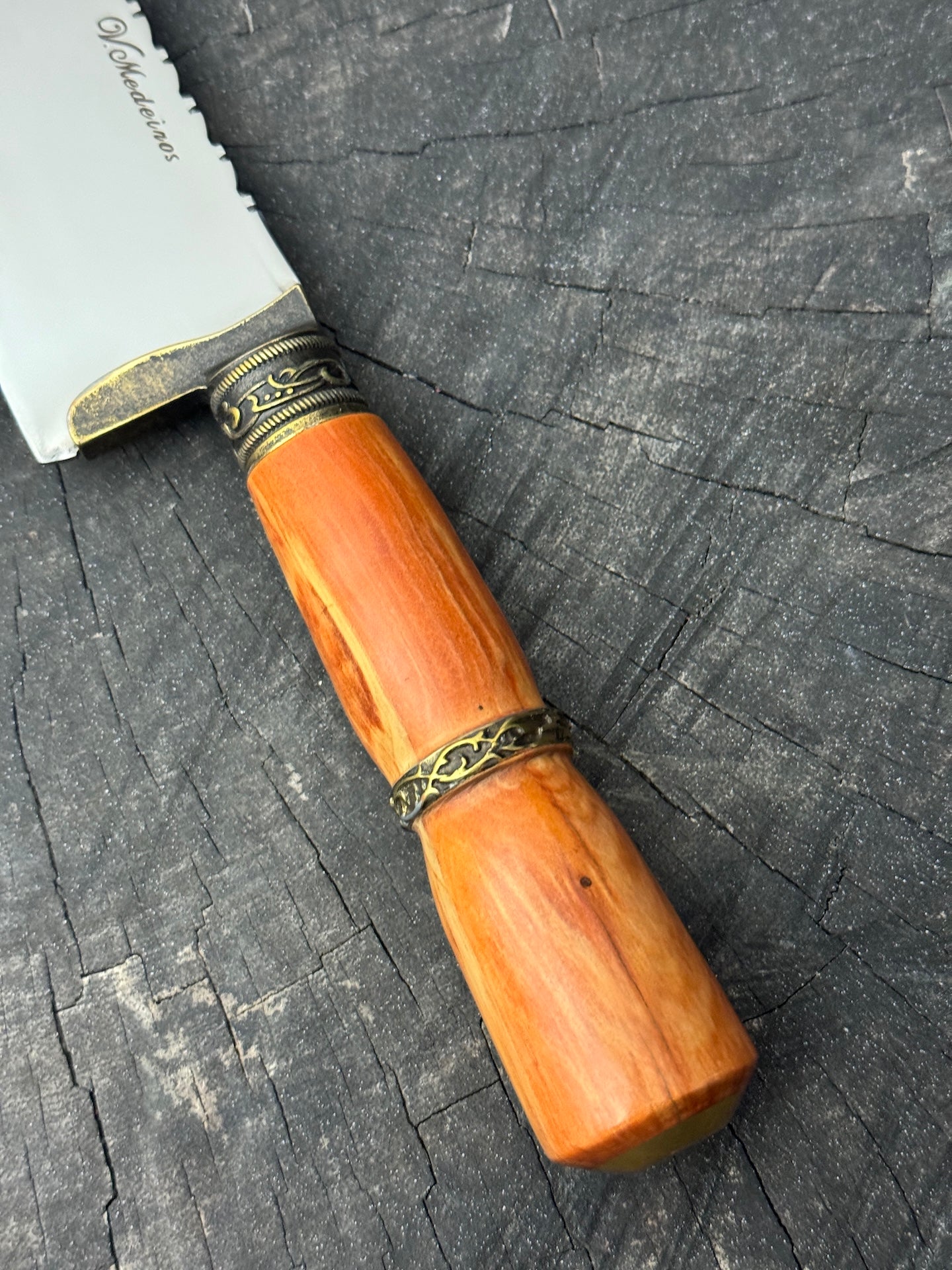 8" Artisan Knife, Native Hardwood & Nickel Rings, SS440 - 190mm