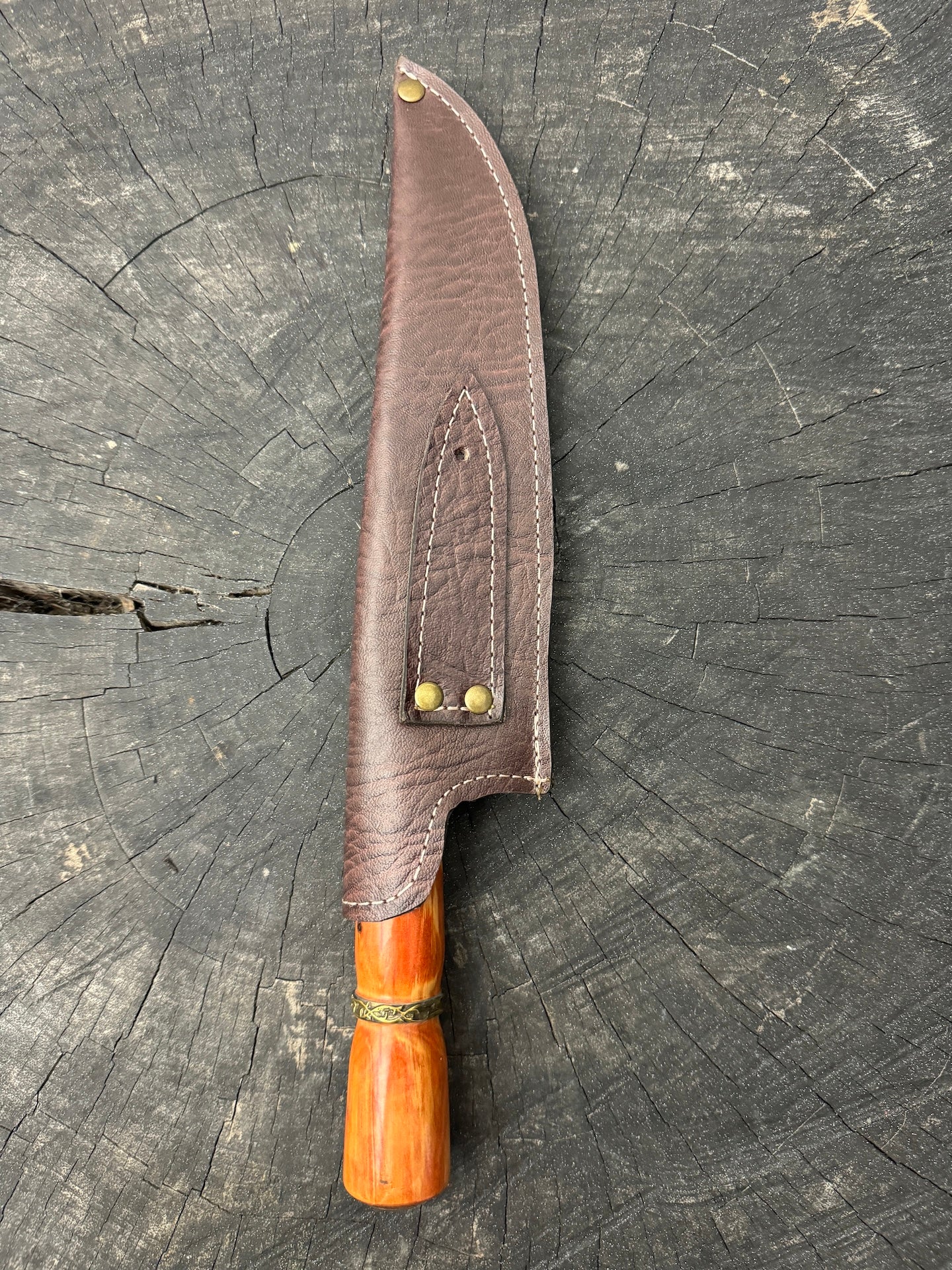 8" Artisan Knife, Native Hardwood & Nickel Rings, SS440 - 190mm
