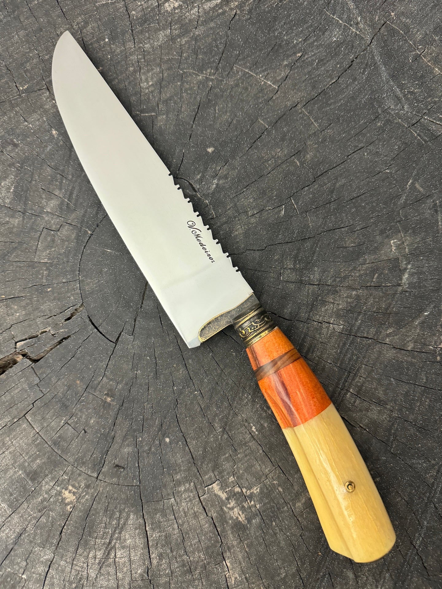 8" Artisan Knife, Ostrich Bone, SS440 - 190mm