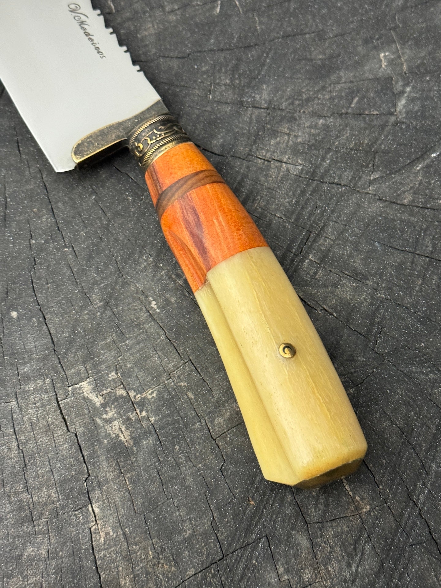 8" Artisan Knife, Ostrich Bone, SS440 - 190mm