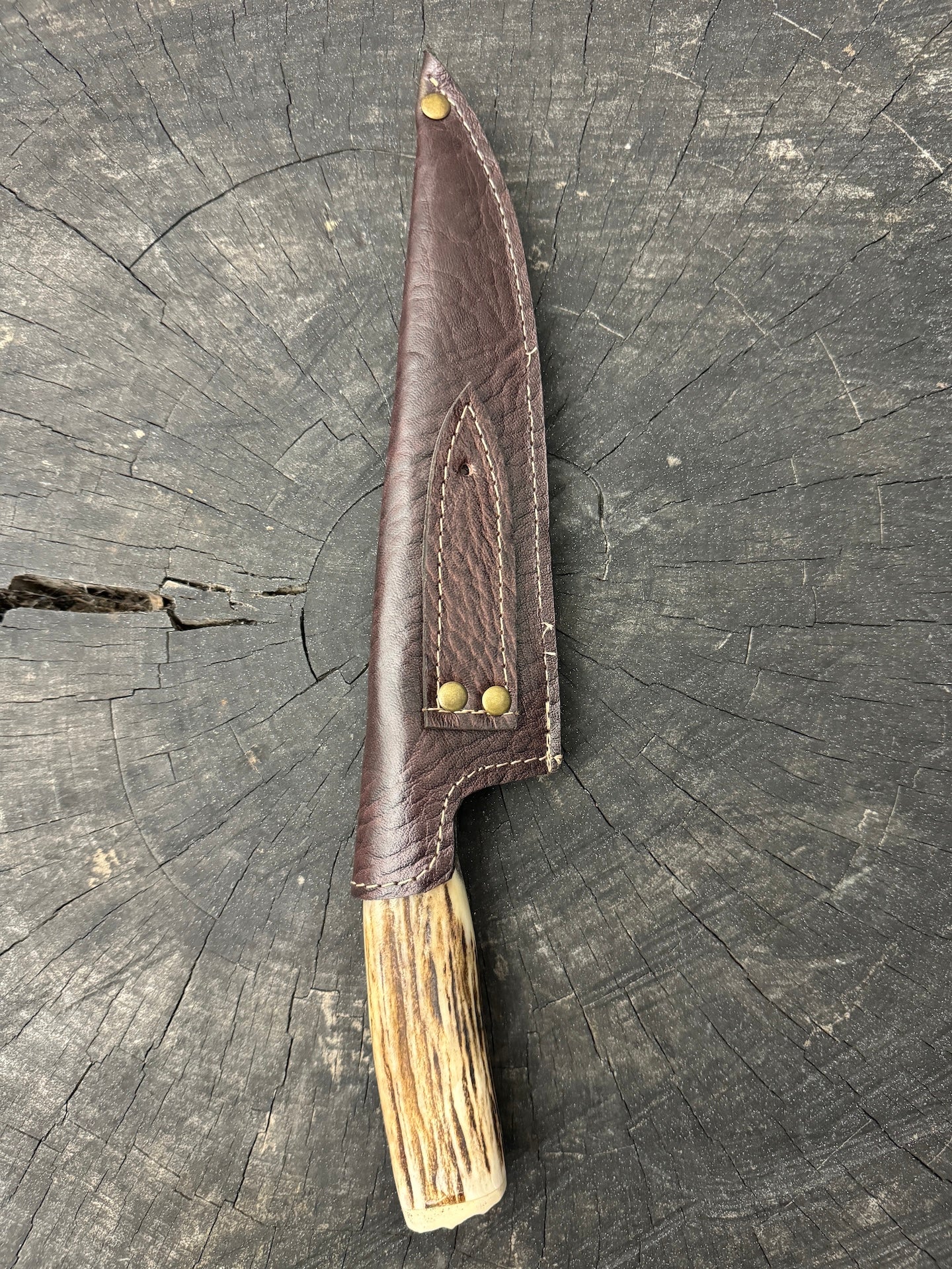 6.5" Damascus Knife, Deer Antler, CS1095 15n20 - 165mm