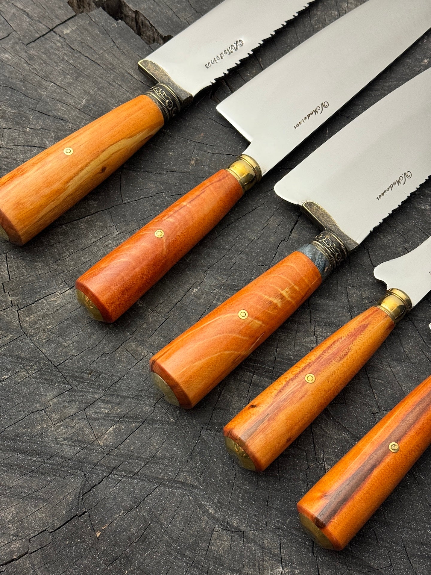 BBQ 5x Knife Set of Cherry Hardwood Handles -  SS440