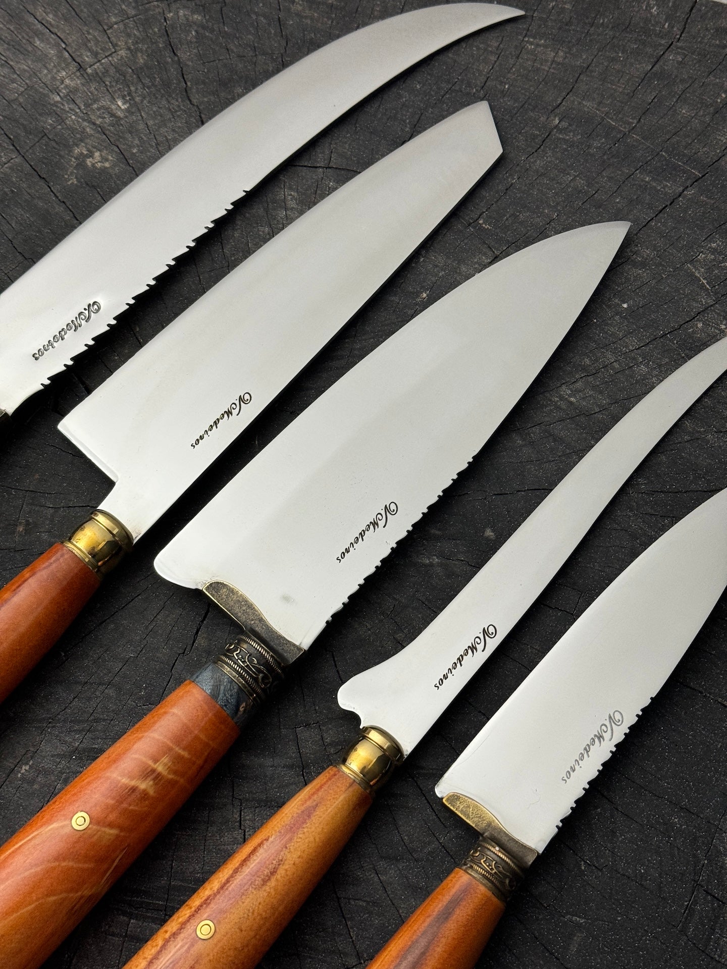 BBQ 5x Knife Set of Cherry Hardwood Handles -  SS440