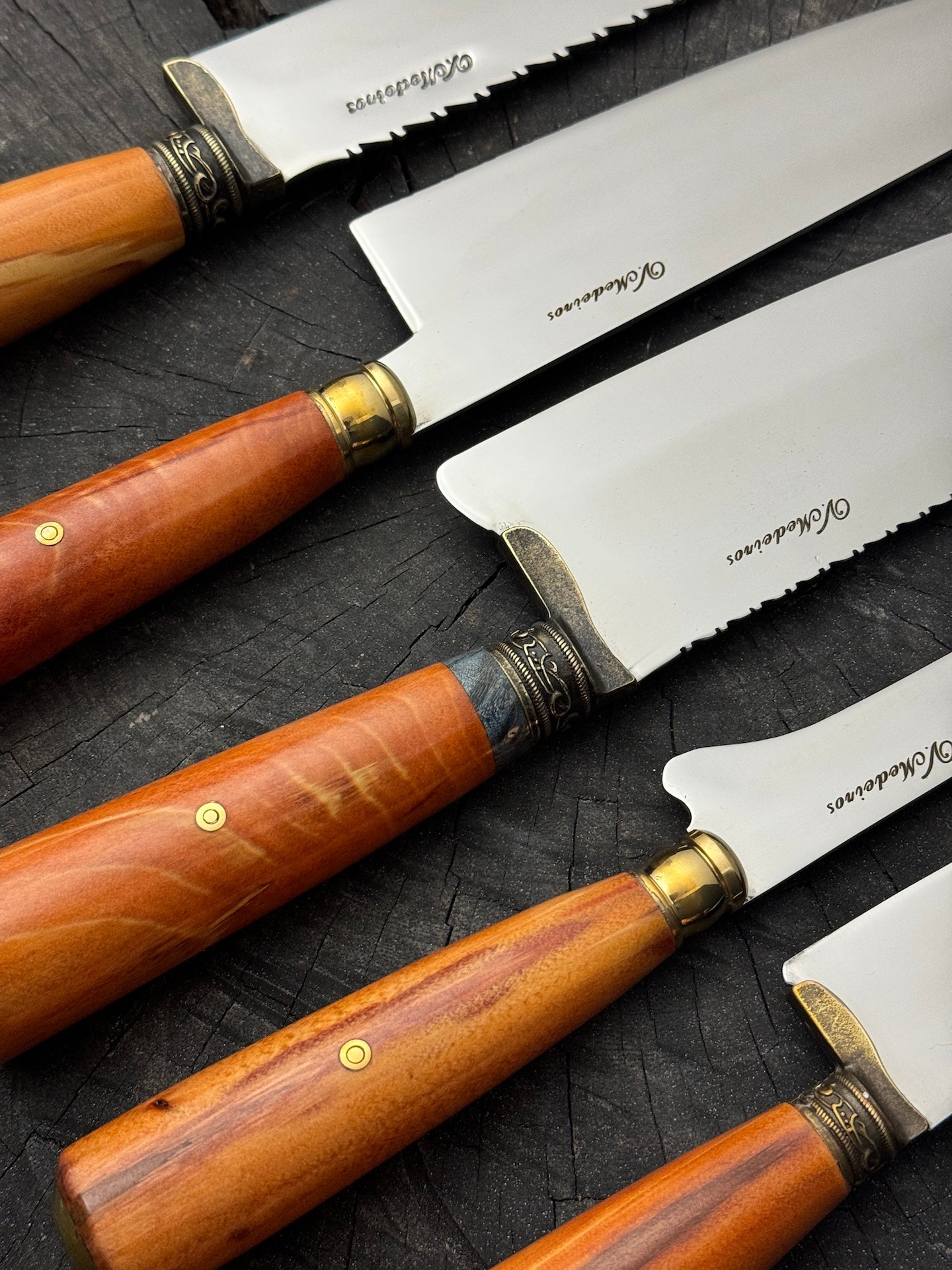 BBQ 5x Knife Set of Cherry Hardwood Handles -  SS440