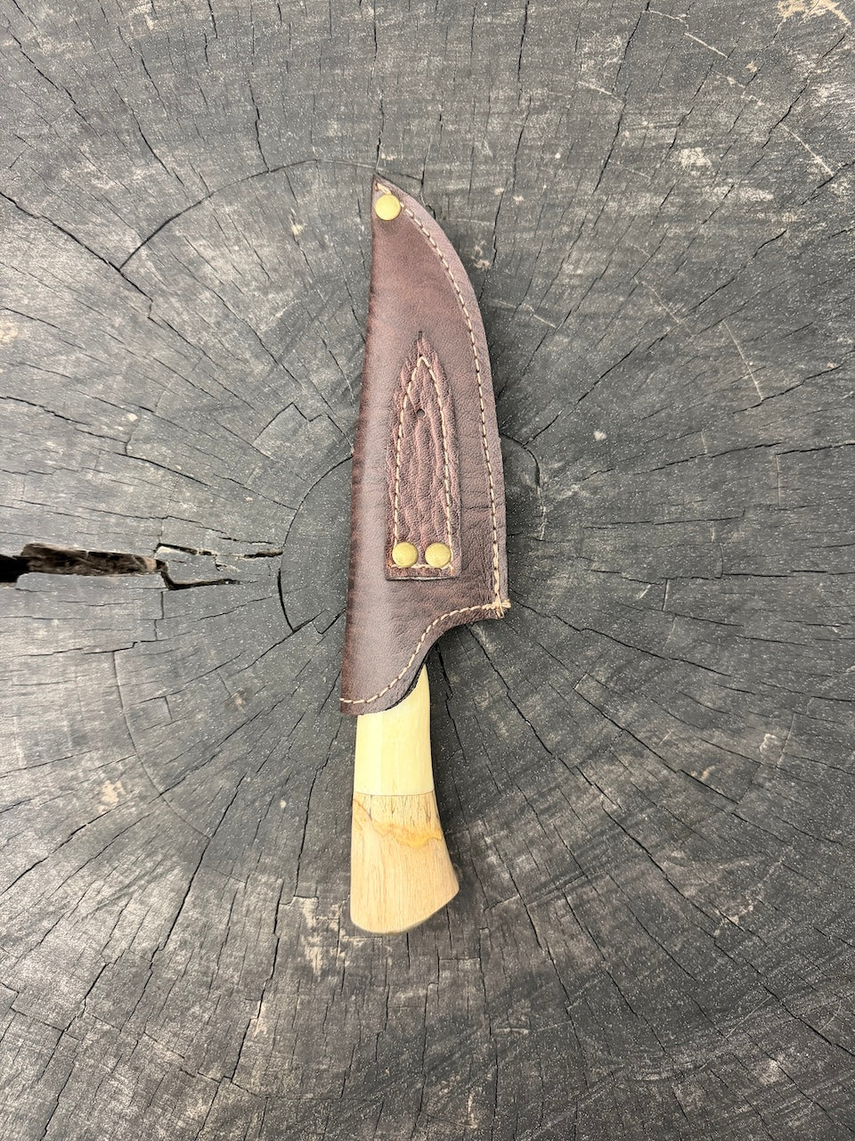 4” Skinner Knife, Ostrich Bone & Orange Tree - SS420 - 105mm