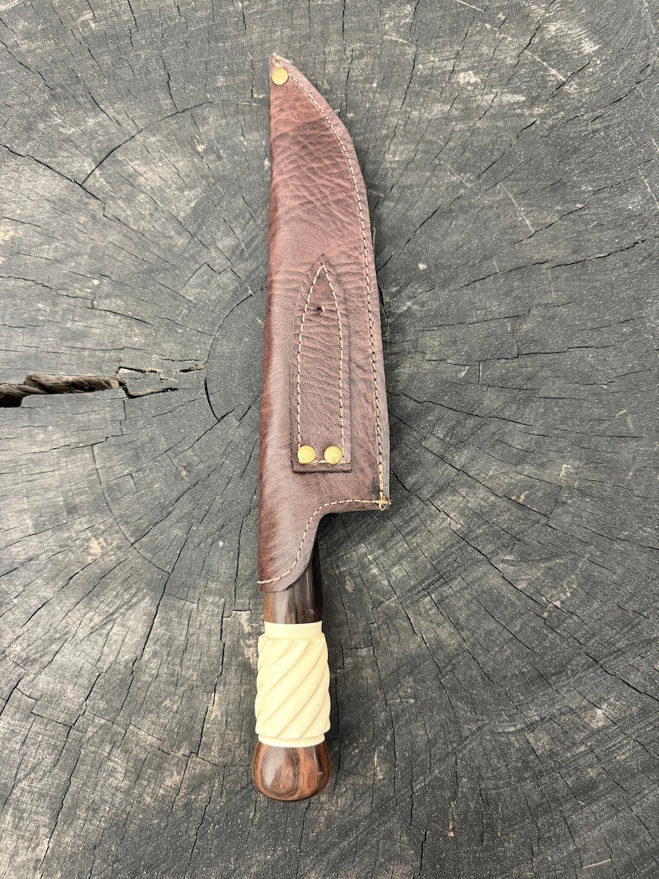 8" Artisan Knife, Ostrich Bone, SS440 - 190mm