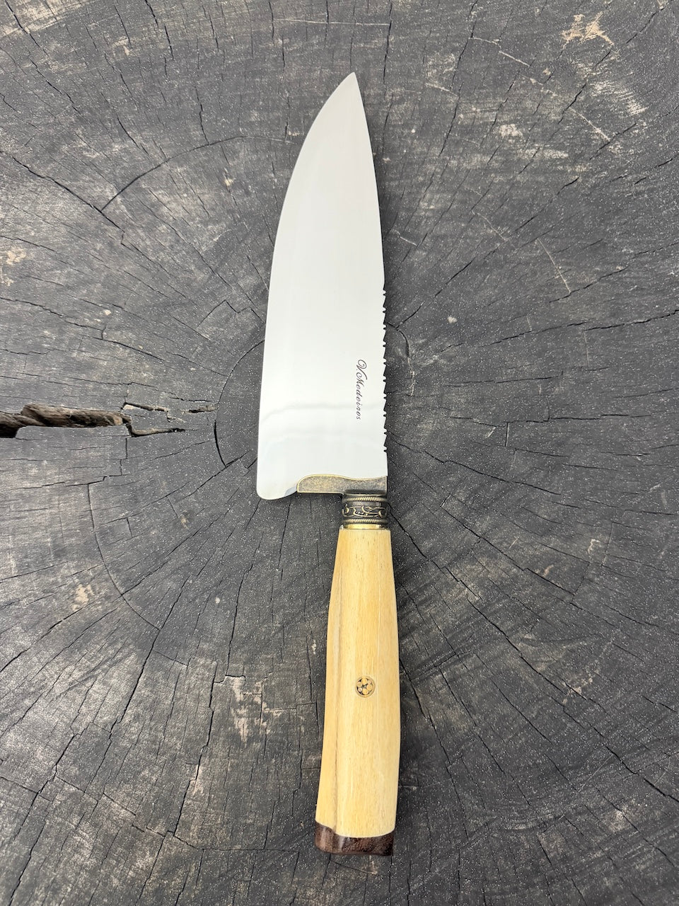 8" Picanha Chef Knife, Ostrich Bone, SS440 - 200mm