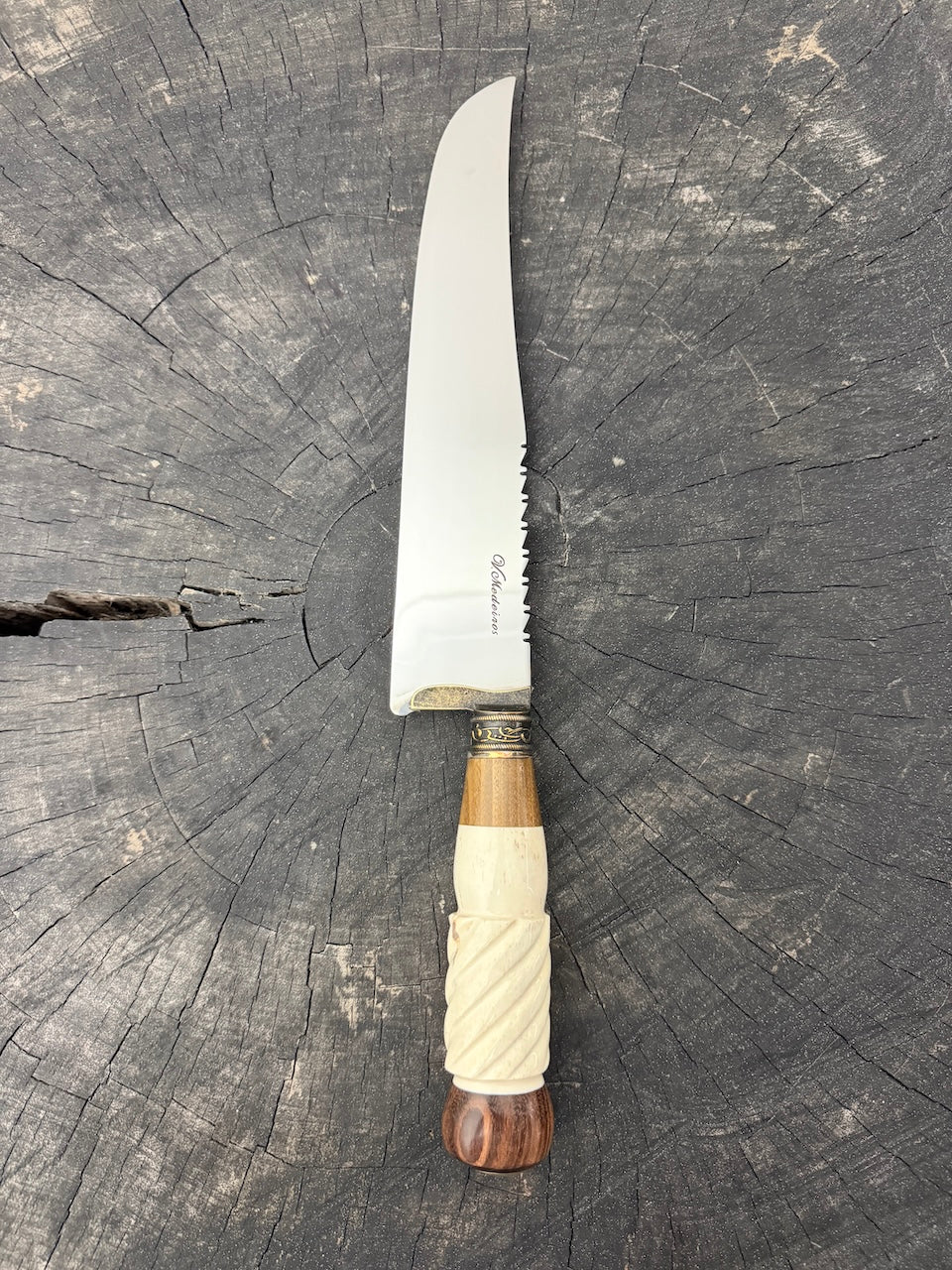 9" Artisan BBQ Knife, Ostrich Bone, SS440 - 230mm