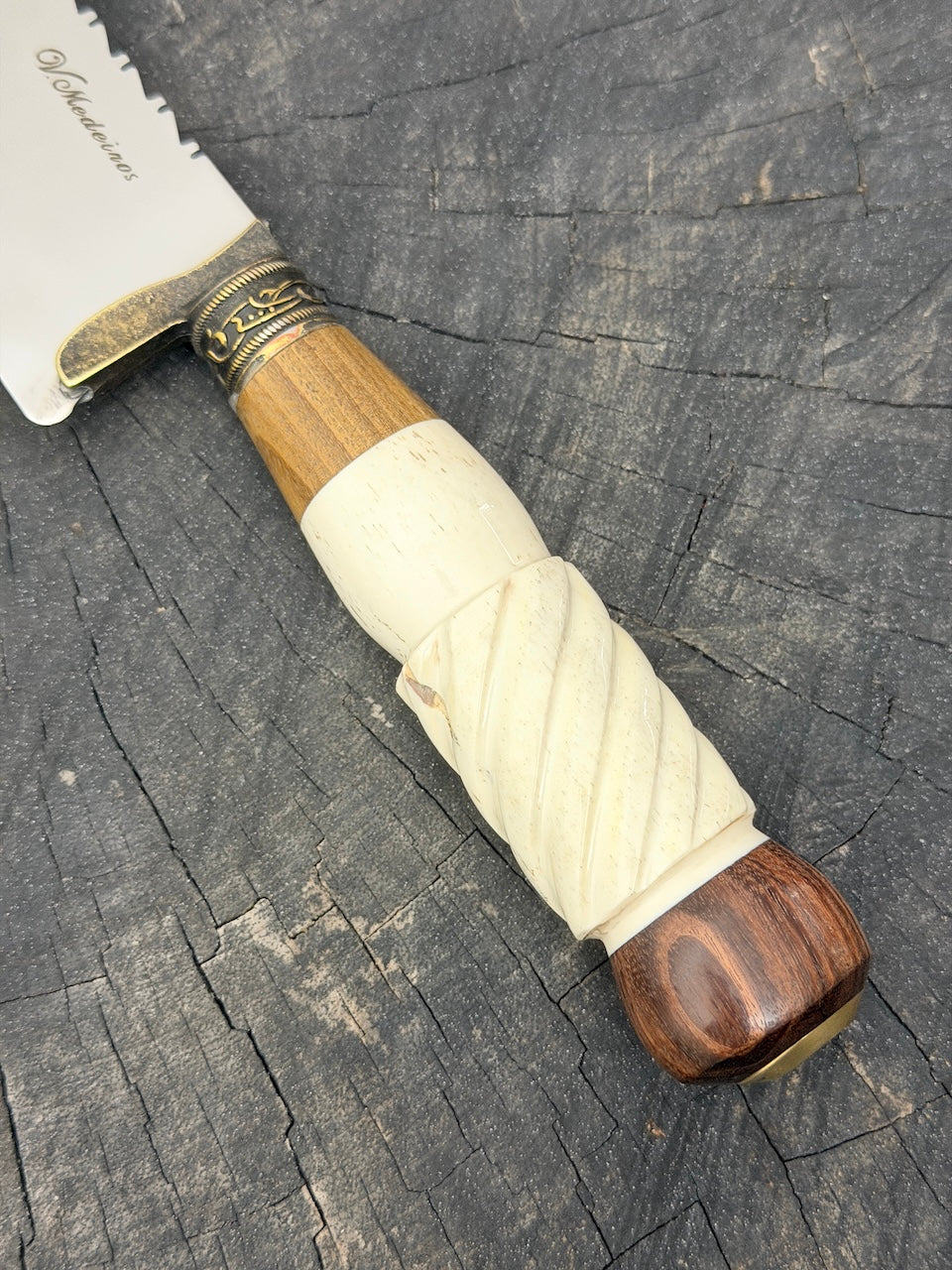 9" Artisan BBQ Knife, Ostrich Bone, SS440 - 230mm