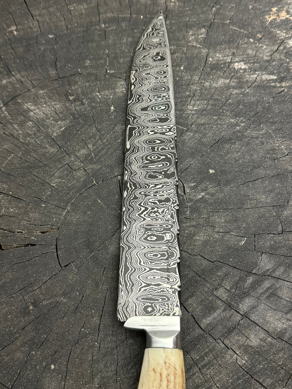 10" Damascus Knife, Deer Antler, CS1095 15n20