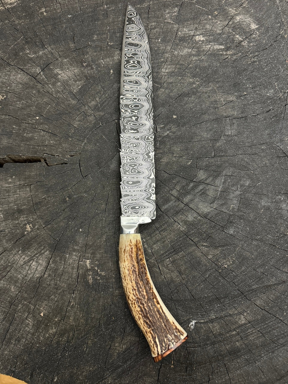 10" Damascus Knife, Deer Antler, CS1095 15n20