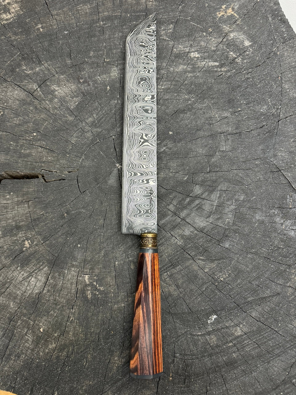 11" Damascus Burja Samurai Knife, Violet Jacaranda, CS1095 15n20