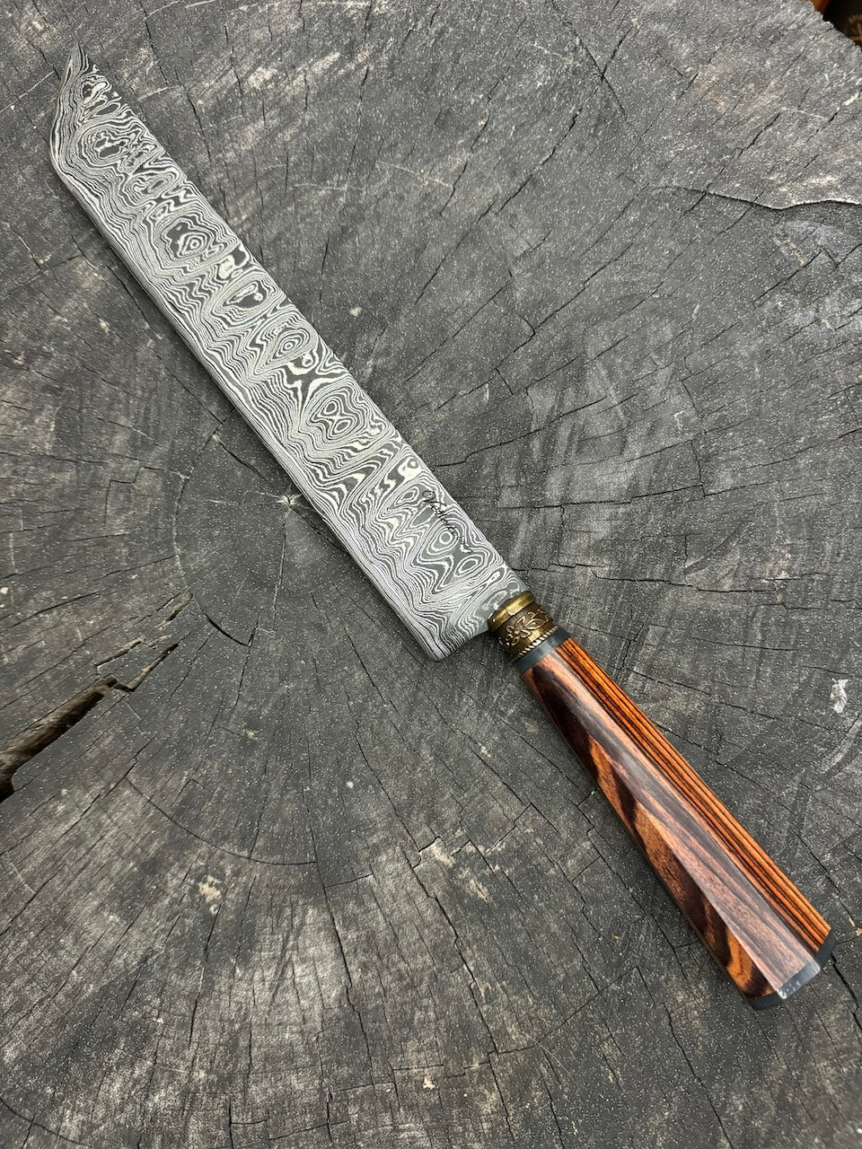 11" Damascus Burja Samurai Knife, Violet Jacaranda, CS1095 15n20