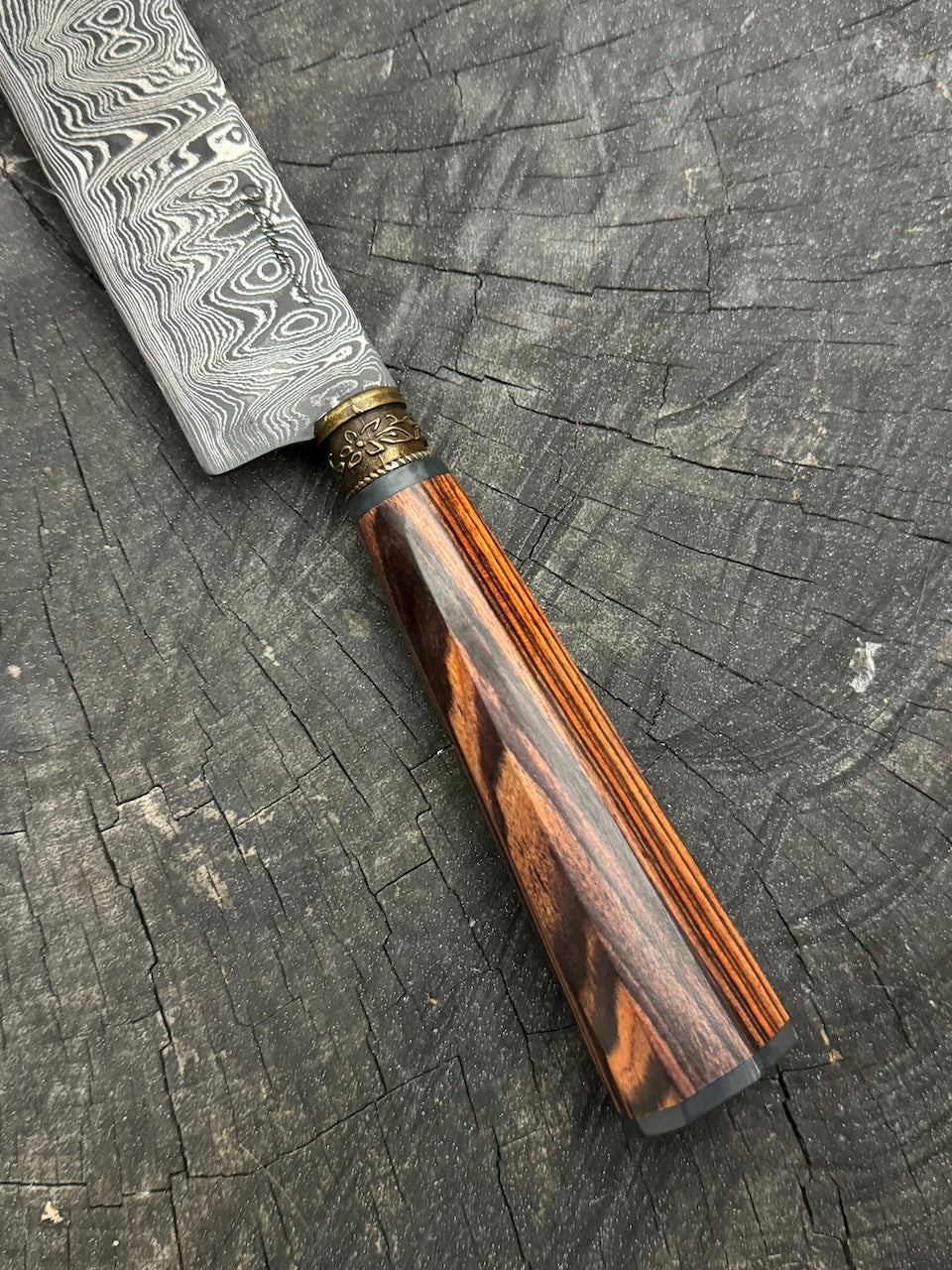11" Damascus Burja Samurai Knife, Violet Jacaranda, CS1095 15n20