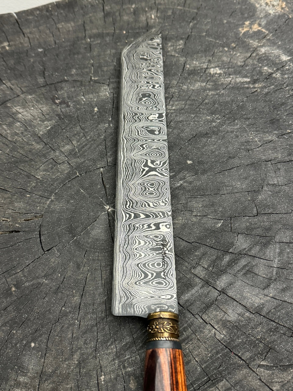 11" Damascus Burja Samurai Knife, Violet Jacaranda, CS1095 15n20