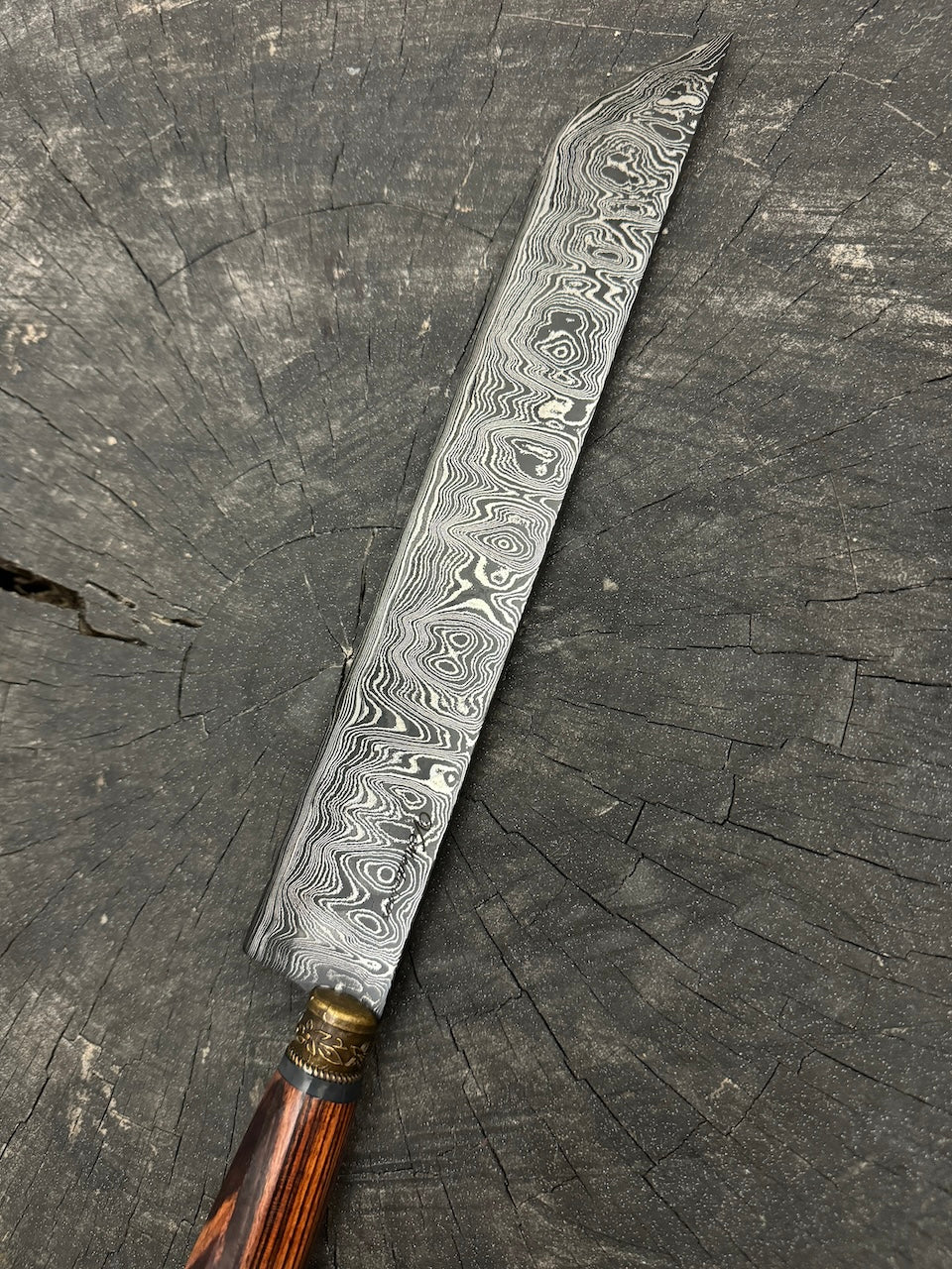 11" Damascus Burja Samurai Knife, Violet Jacaranda, CS1095 15n20