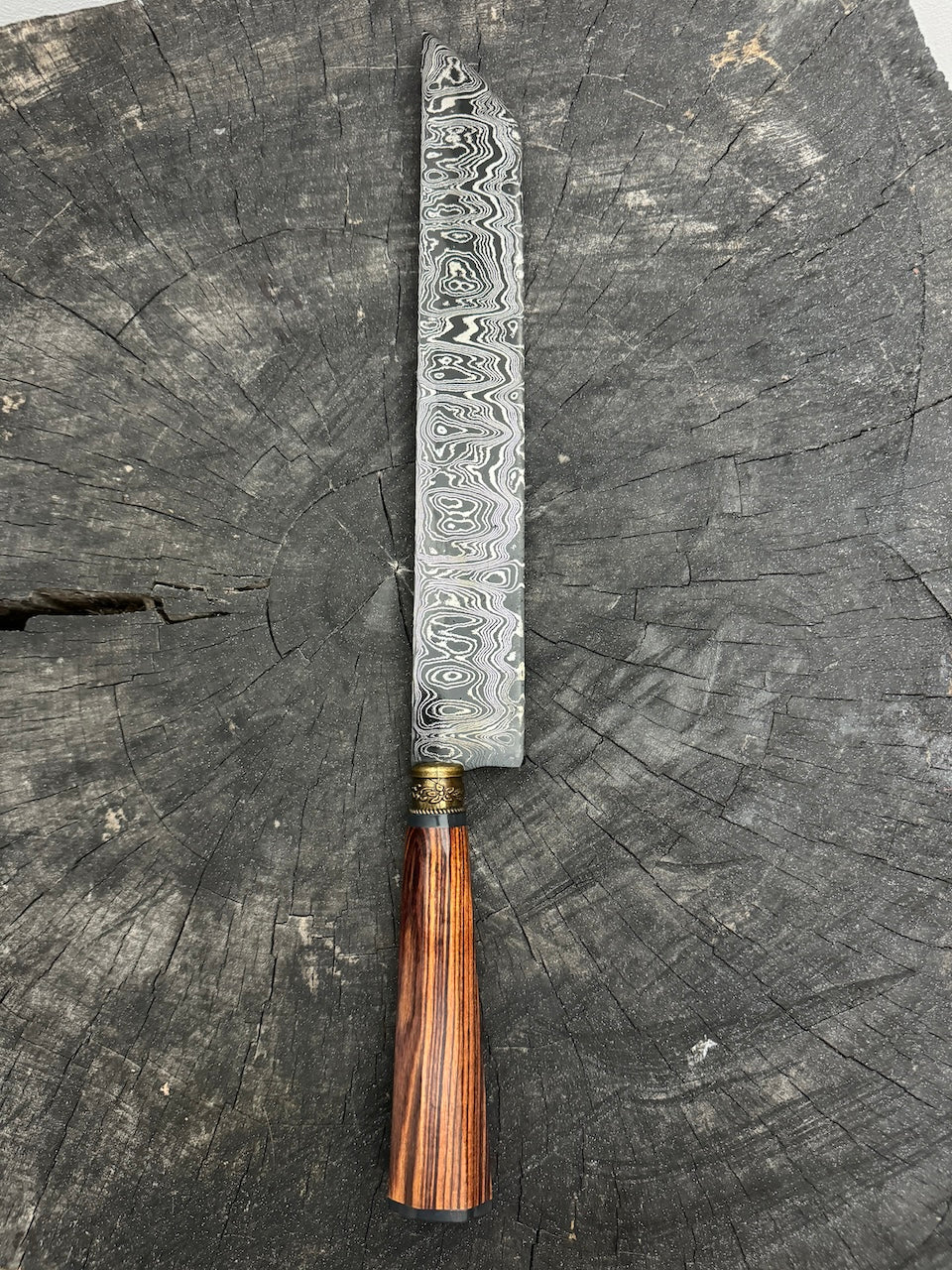 11" Damascus Burja Samurai Knife, Violet Jacaranda, CS1095 15n20