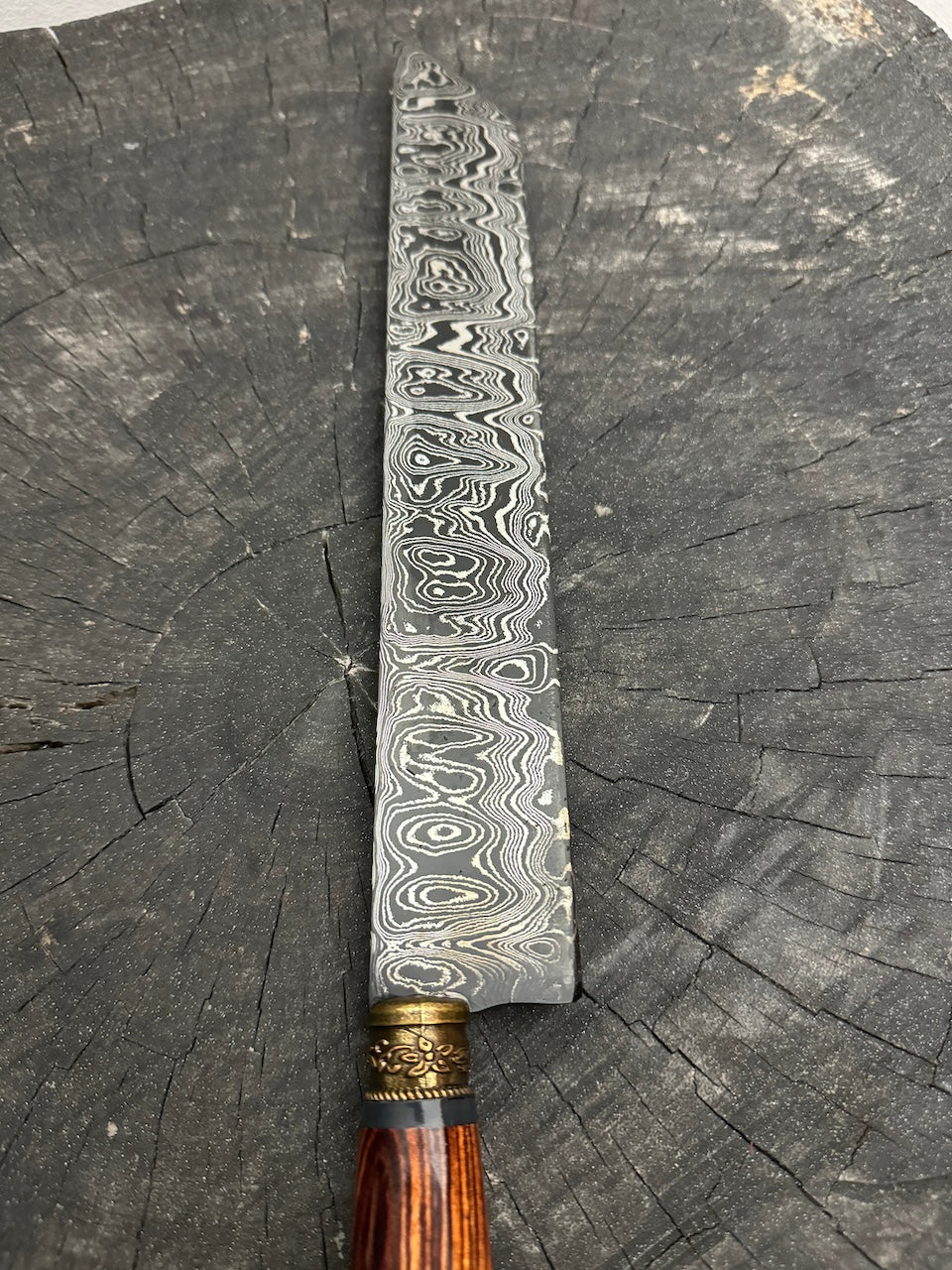 11" Damascus Burja Samurai Knife, Violet Jacaranda, CS1095 15n20