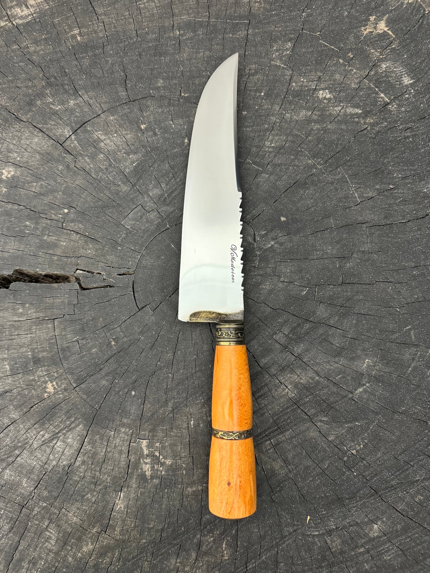 8" Artisan Knife, Native Hardwood & Nickel Rings, SS440 - 190mm