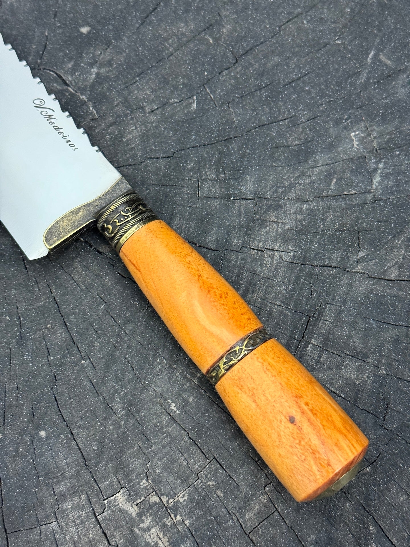 8" Artisan Knife, Native Hardwood & Nickel Rings, SS440 - 190mm