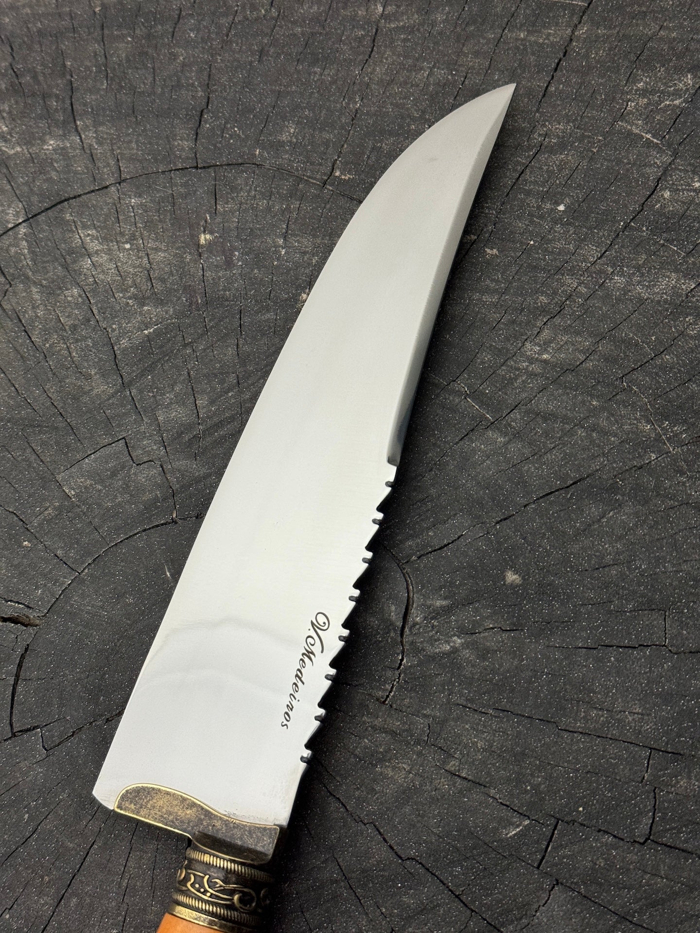 8" Artisan Knife, Native Hardwood & Nickel Rings, SS440 - 190mm