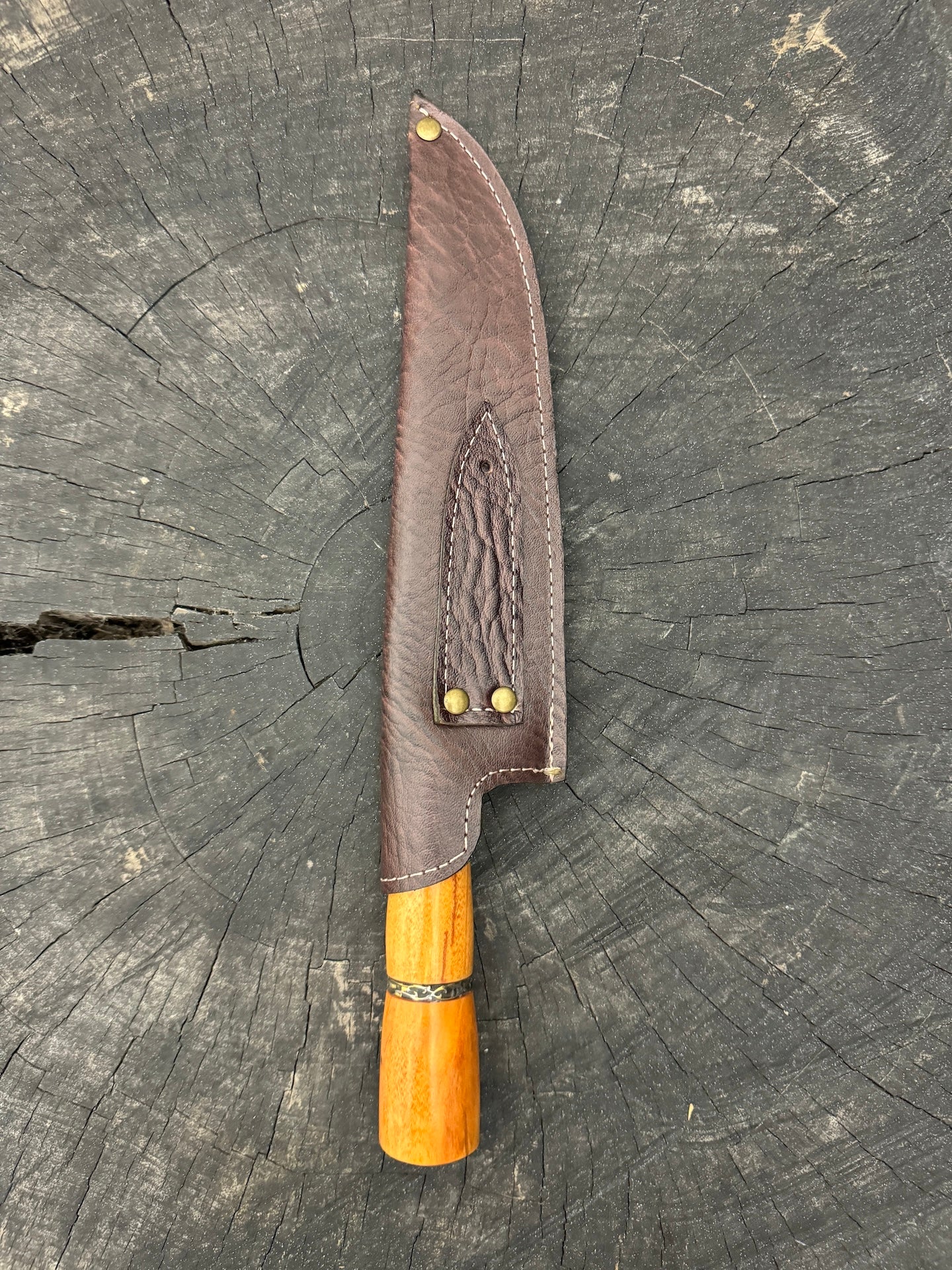 8" Artisan Knife, Native Hardwood & Nickel Rings, SS440 - 190mm